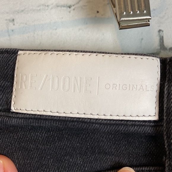 Re/Done Redone Originals High Rise Ankle Raw Hem Crop Faded Black Jeans Size 25 - Picture 14 of 16